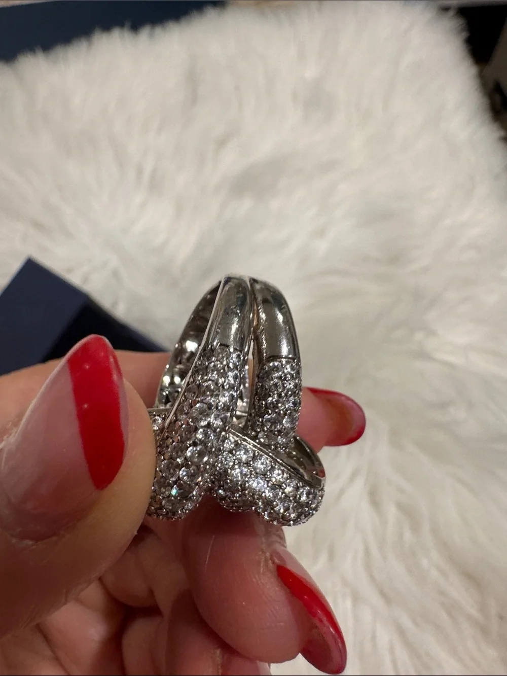 Sparkling (sterling silver S925) CZ  Cocktail Knot Ring  SIZE 6